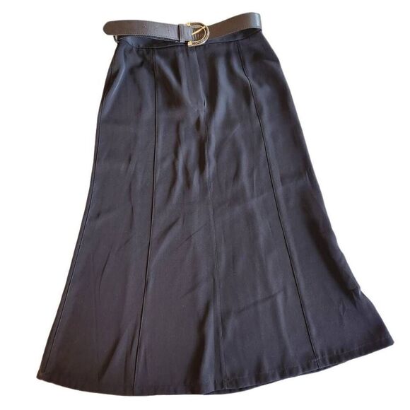 Zara M black cape skirt midi flared a line tulip minimalist with belt - Picture 1 of 6